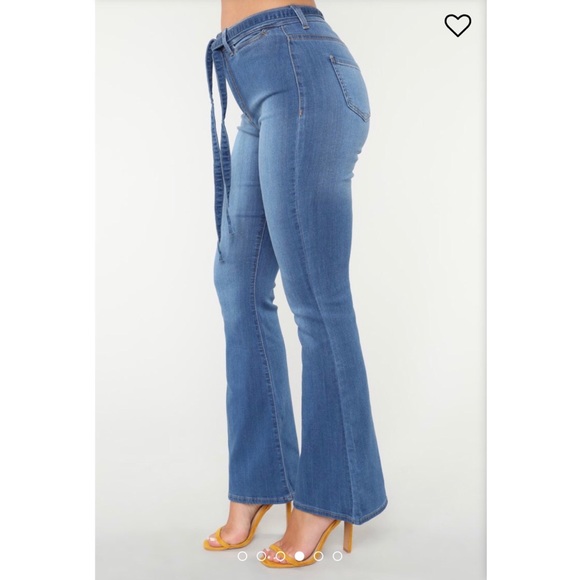 Chic Girl Belted Jeans -Medium blue wash - Picture 4 of 5